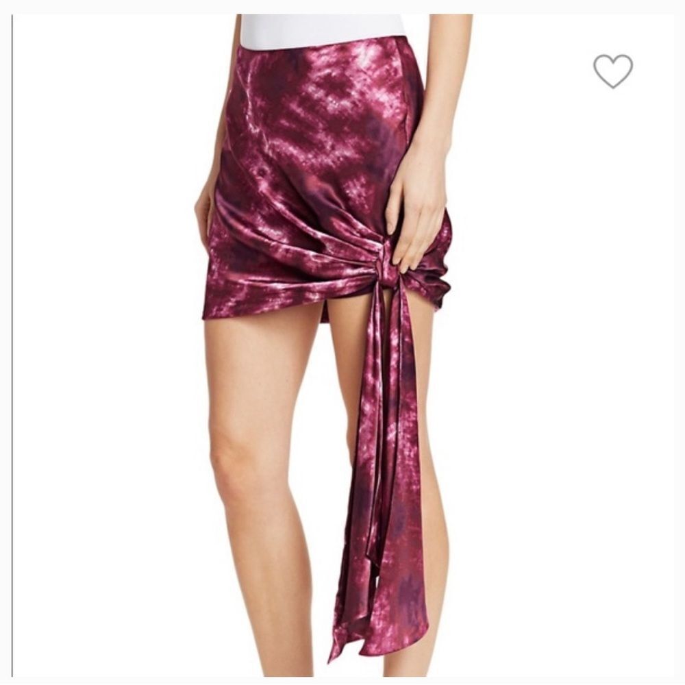 - $295 Cinq A Sept Ryder Tie Dye Side Tie Mini Skirt Fig Multi sz 8 NWT